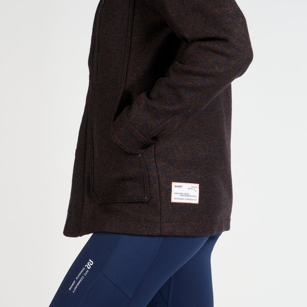 The Off Track Herringbone Wool Jacket, Unisex - Deep Amber Brown