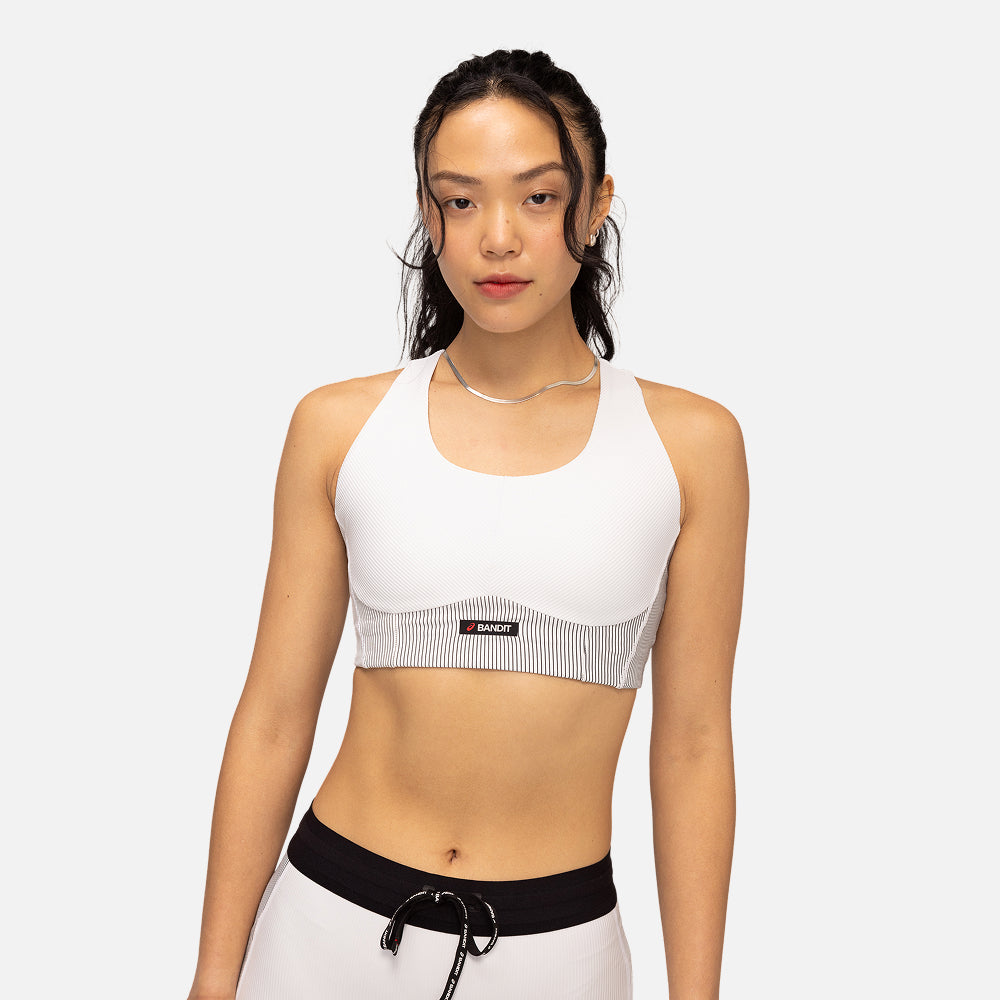 Cadence™ Corset Bra, White with Black - Bandit x ASICS
