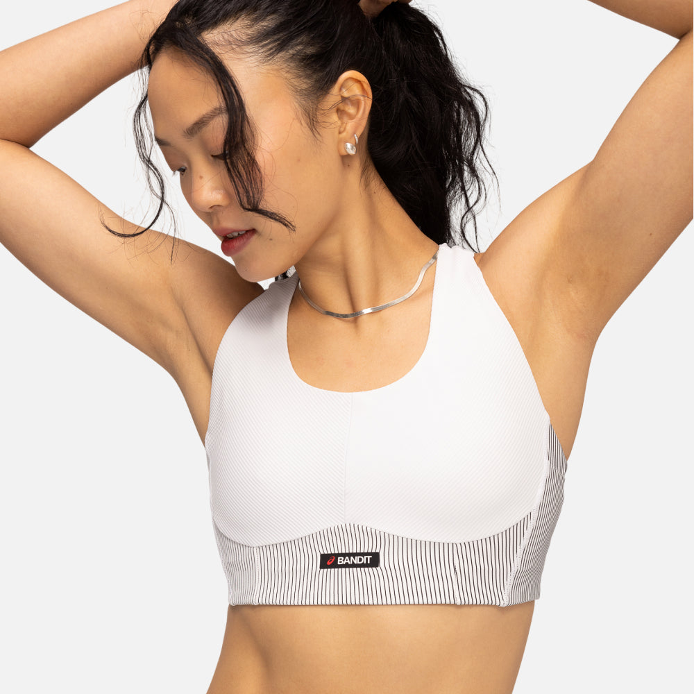 Cadence™ Corset Bra, White with Black - Bandit x ASICS