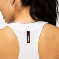 Thumbnail of Cadence Stripe™ Zip Front Race Crop, White with Black - Bandit x ASICS