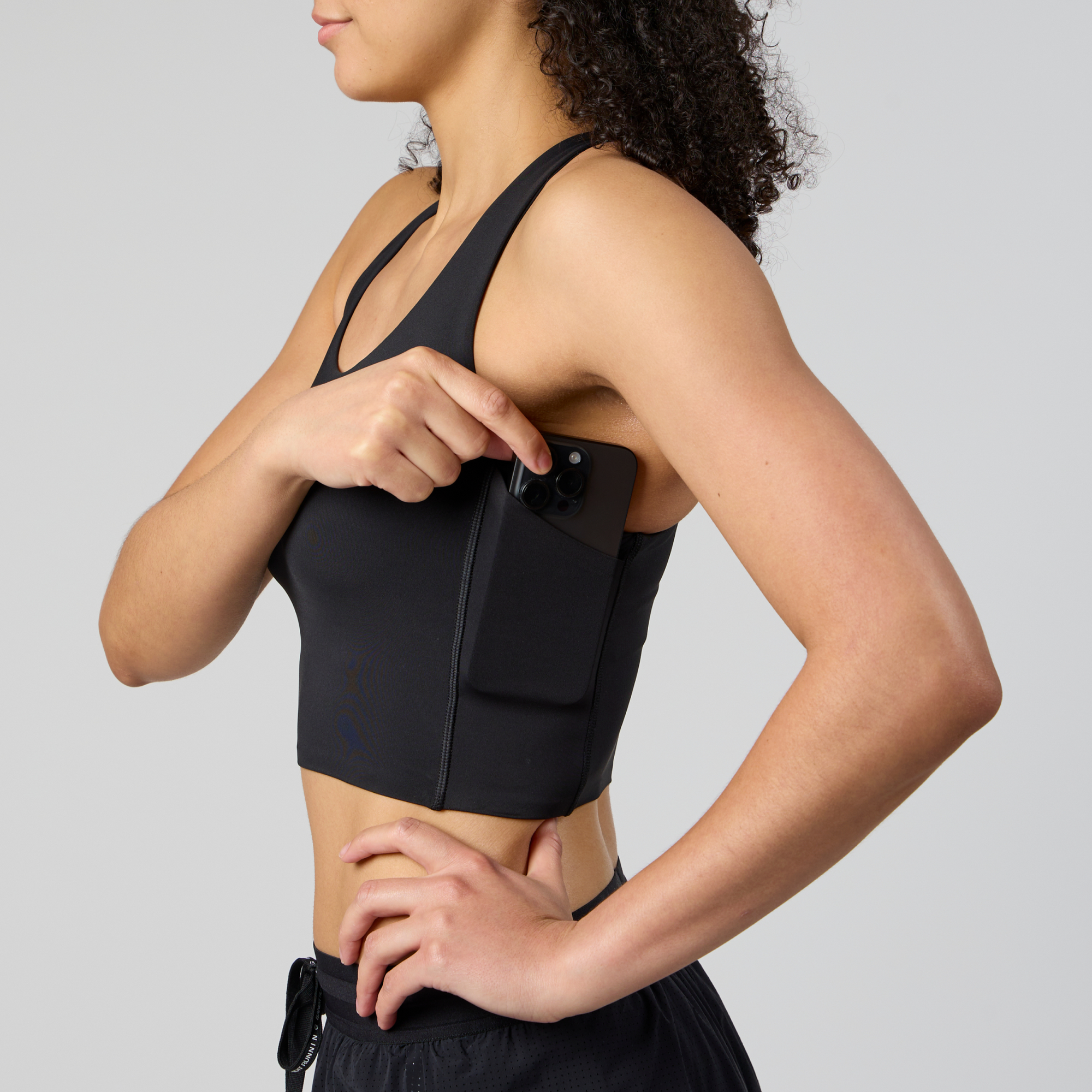 Stamina™ Scoop Neck Race Crop - Black