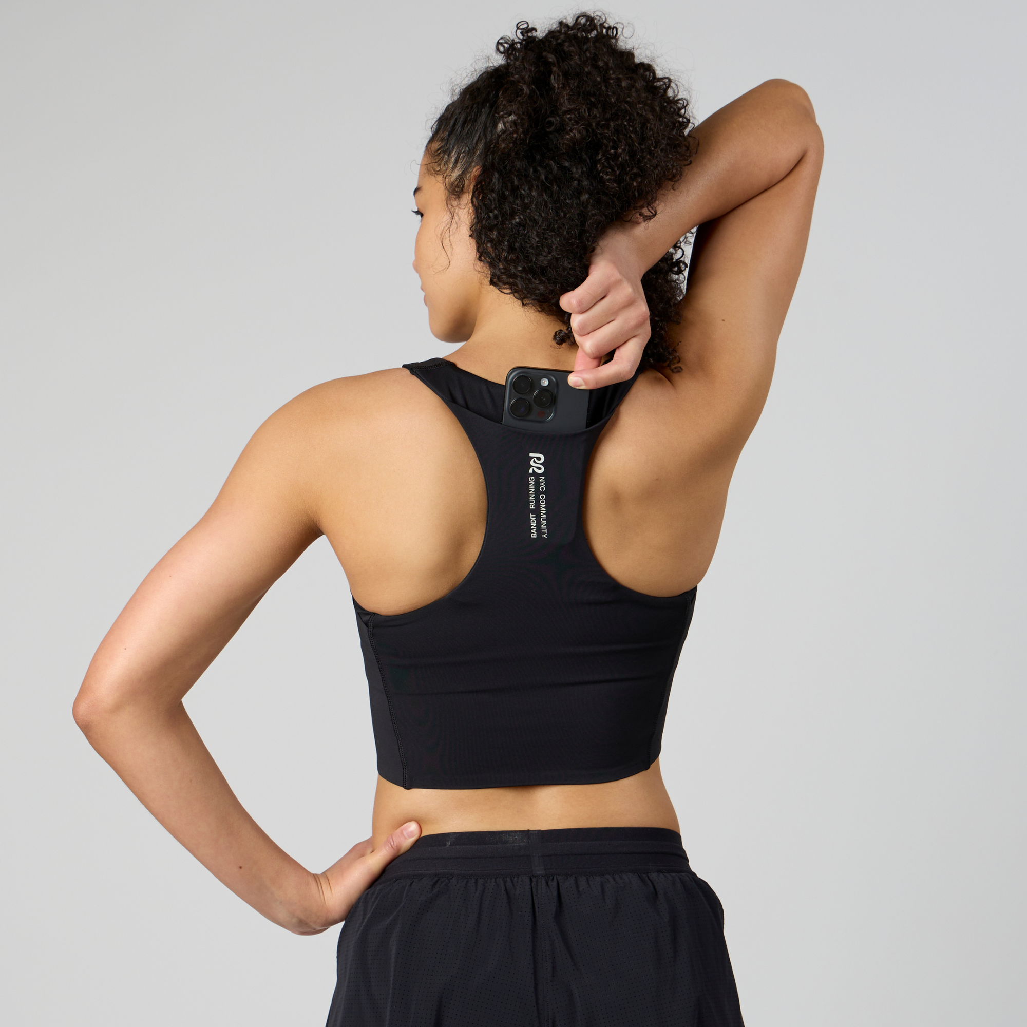 Stamina™ Scoop Neck Race Crop - Black