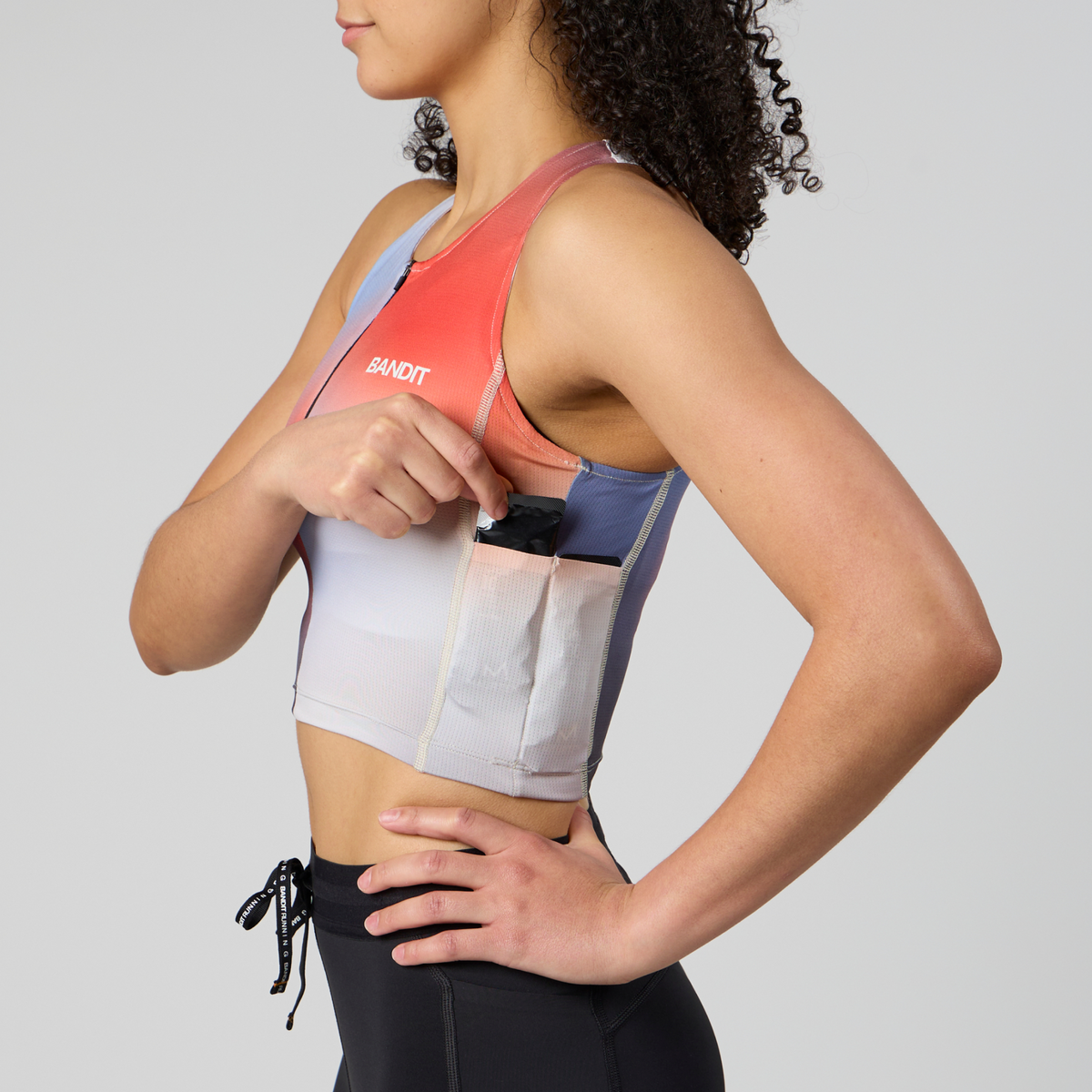 Ares Flex™ Zip Front Race Crop in Split Gradient | Bandit Running