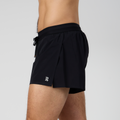 Thumbnail of Side view of the Vento™ 3" Split Short, featuring a reflective logo, custom waistband with branded drawstring, and a bonded split in the fabric.