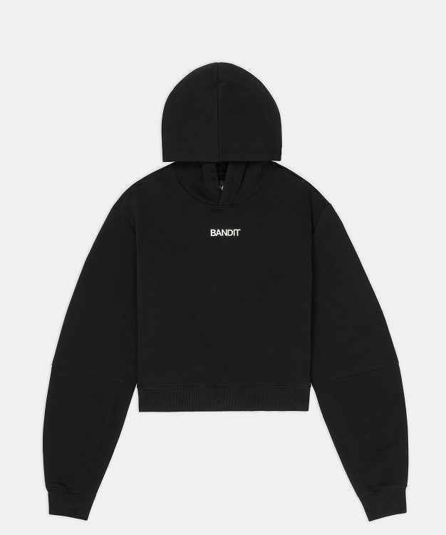 Women's Stitch Logo Cropped Hoodie - Black