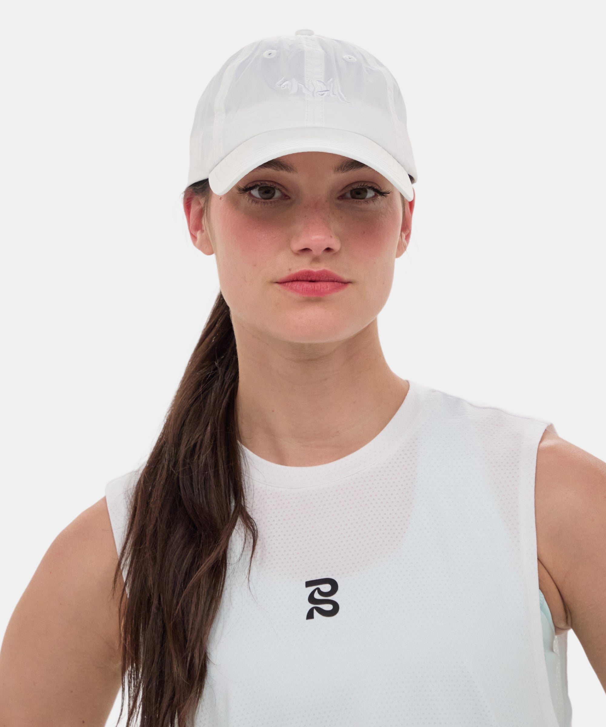 Embroidered Bandit Nylon Dad Hat - White