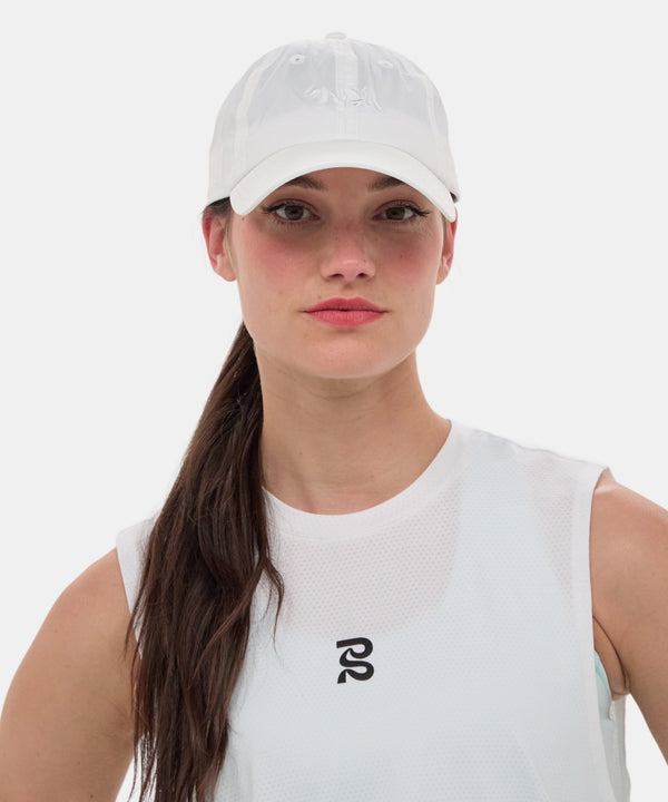 Embroidered Bandit Nylon Dad Hat - White