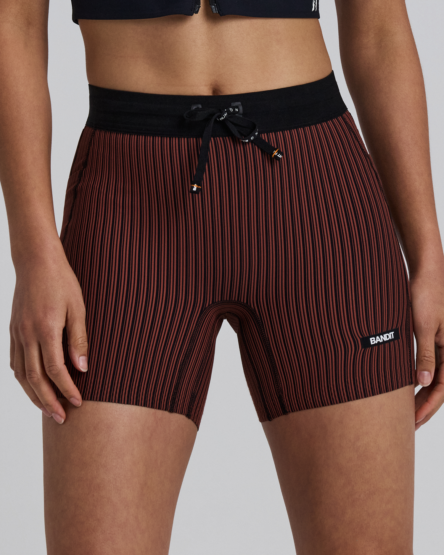Women's Striped Cadence™ 5" Compression Shorts - Mahogany / Black