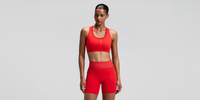 Thumbnail of Women's Vanisher™ Reverso™ Scoop Neck Run Bra - Growing Grid - Poppy