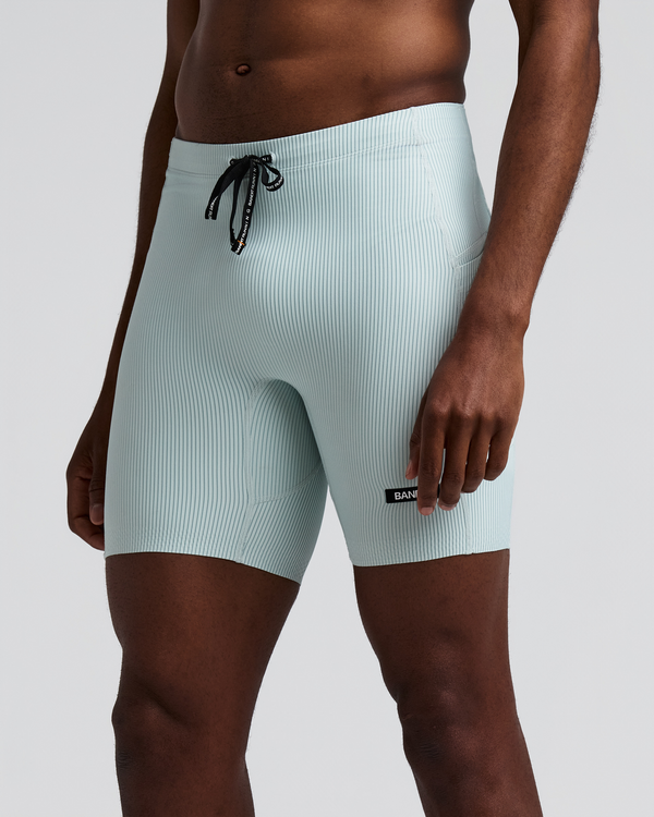 Men's Striped Cadence™ Quarter Tights - Mist / Lagoon