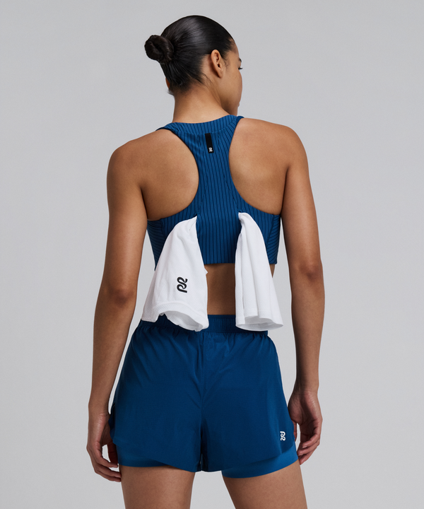 Women's Striped Cadence™ Longline Bra - Ink Blue / Aegean