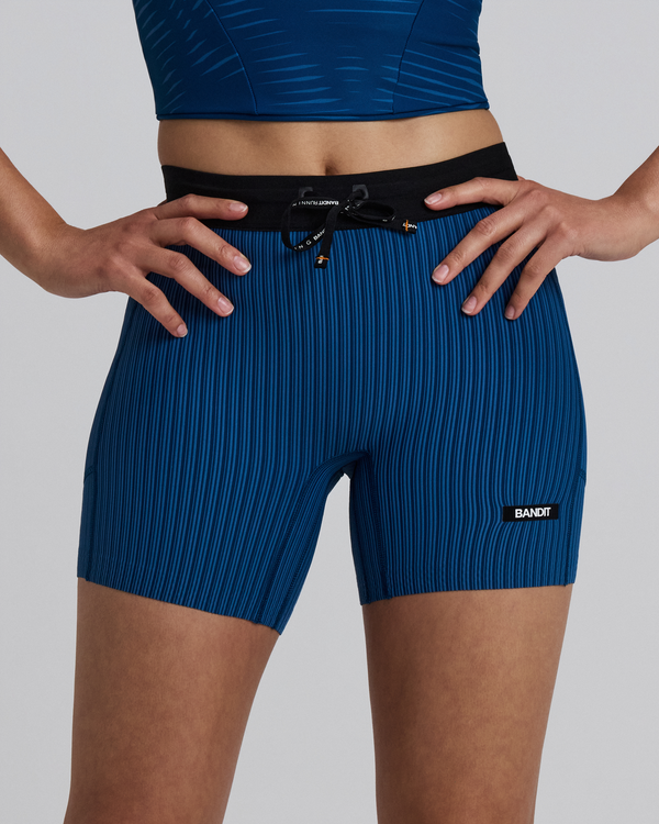 Women's Striped Cadence™ 5" Compression Shorts - Ink Blue / Aegean
