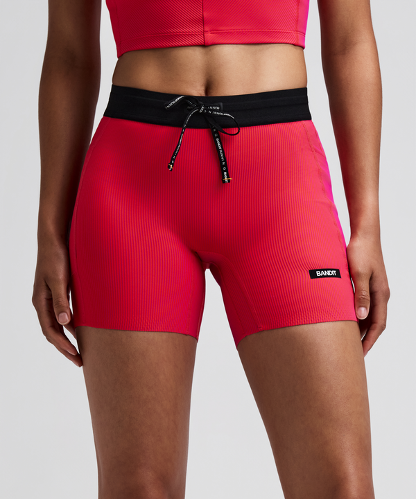 Women's Striped Cadence™ 5" Compression Shorts - Poppy / Azalea