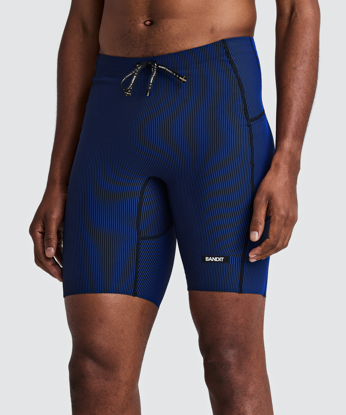 Men's Striped Cadence™ Half Tights - Black / Bauhaus Blue