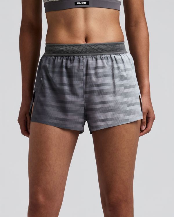 Women's CoolGrid™ 3" Split Shorts - Uneven Gradient - Plaster / Slate