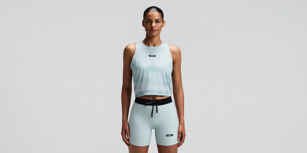 Women's GeoMesh™ Lightweight Race Singlet - Growing Grid - Lagoon / Mist