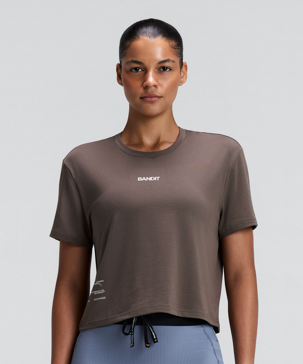 Women's Micromesh™ Cropped Run Tee - Cocoa