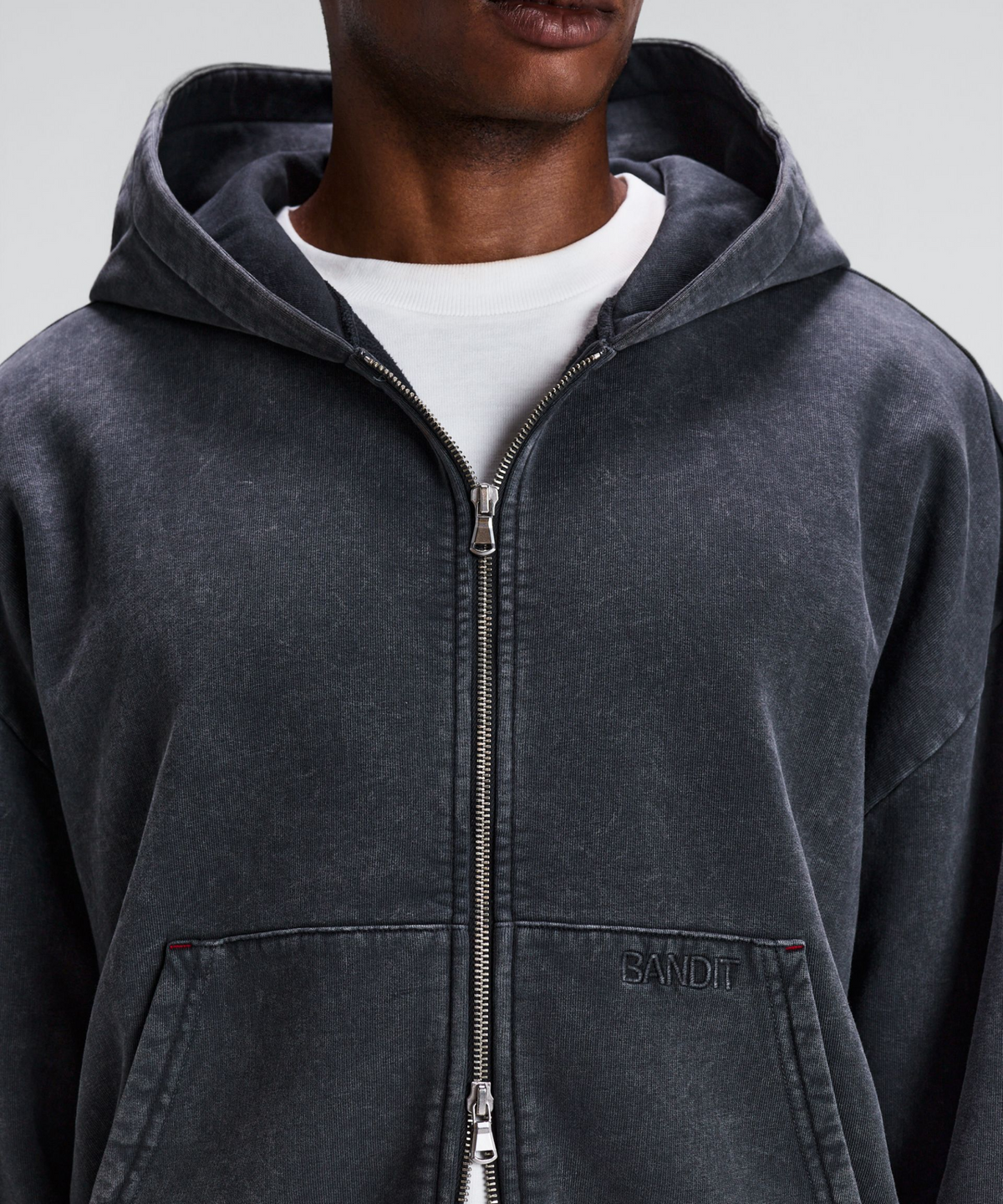 Unisex Chroma Wash 2-Way Zip Hoodie - Black Chroma Wash