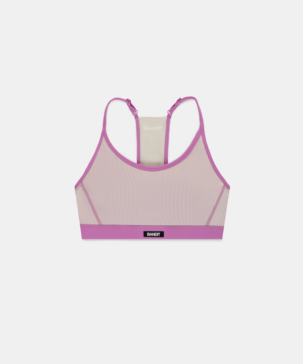Women's Striped Cadence™ Strappy Run Bra - Plaster / Orchid