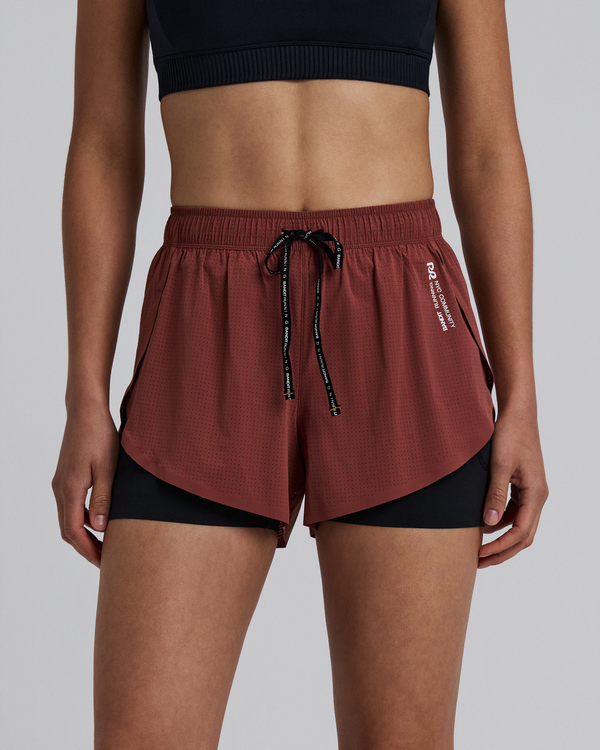 Women's Vento™ 2-in-1 Run Short - Mahogany / Black