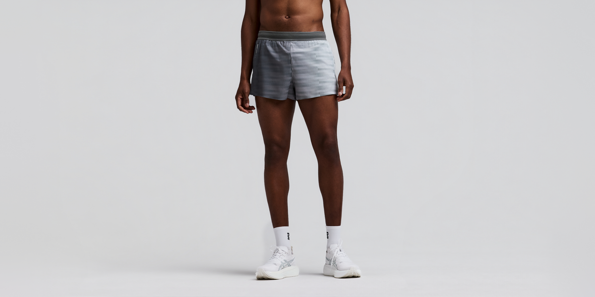 Men's CoolGrid™ 3" Split Short - Uneven Gradient - Plaster / Slate