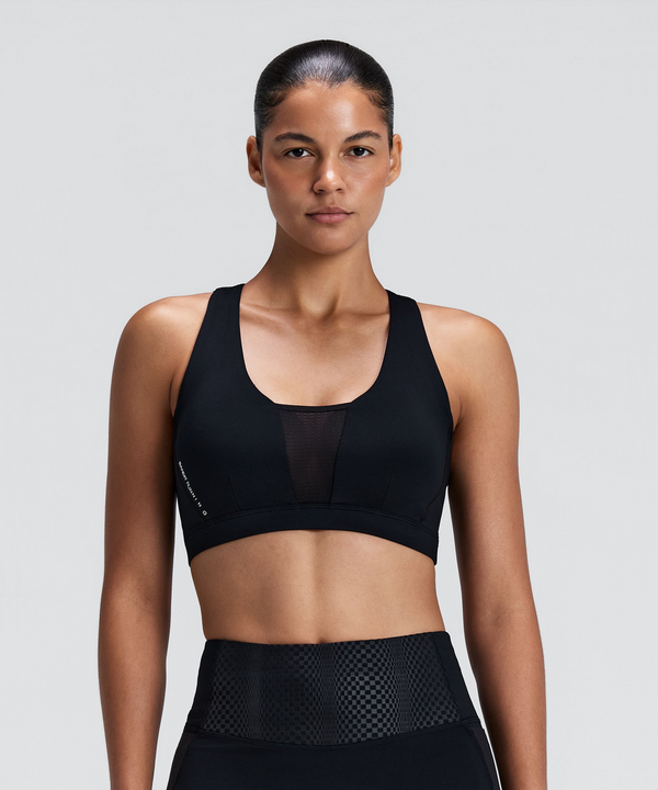 Women's Stamina-V™ GeoMesh™ V-Neck Run Bra - Black