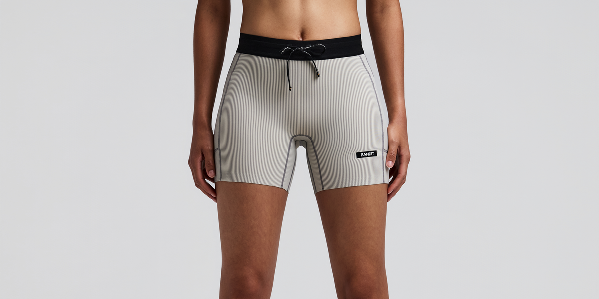Women's Striped Cadence™ 5" Compression Shorts - Plaster / Slate