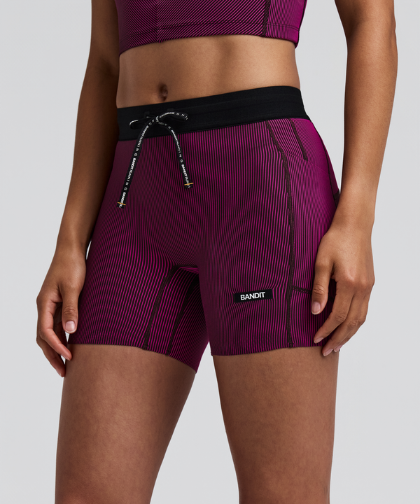 Women's Striped Cadence™ 5" Compression Shorts - Espresso / Azalea