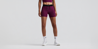 Thumbnail of Women's Striped Cadence™ 5" Compression Shorts - Espresso / Azalea