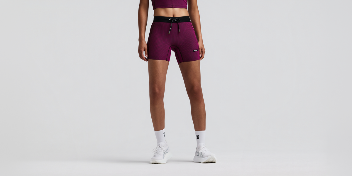Women's Striped Cadence™ 5" Compression Shorts - Espresso / Azalea