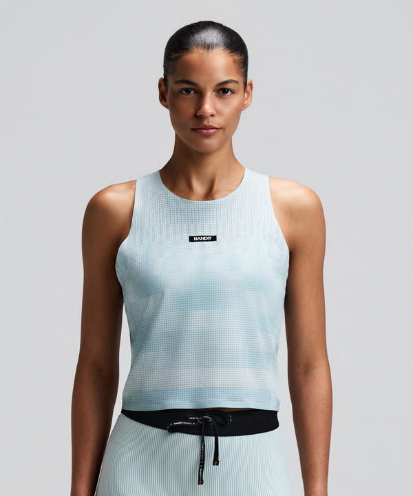 Women's GeoMesh™ Lightweight Race Singlet - Growing Grid - Lagoon / Mist