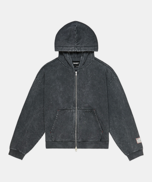 Unisex Chroma Wash 2-Way Zip Hoodie - Black Chroma Wash