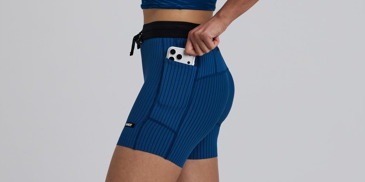 Women's Striped Cadence™ 5" Compression Shorts - Ink Blue / Aegean