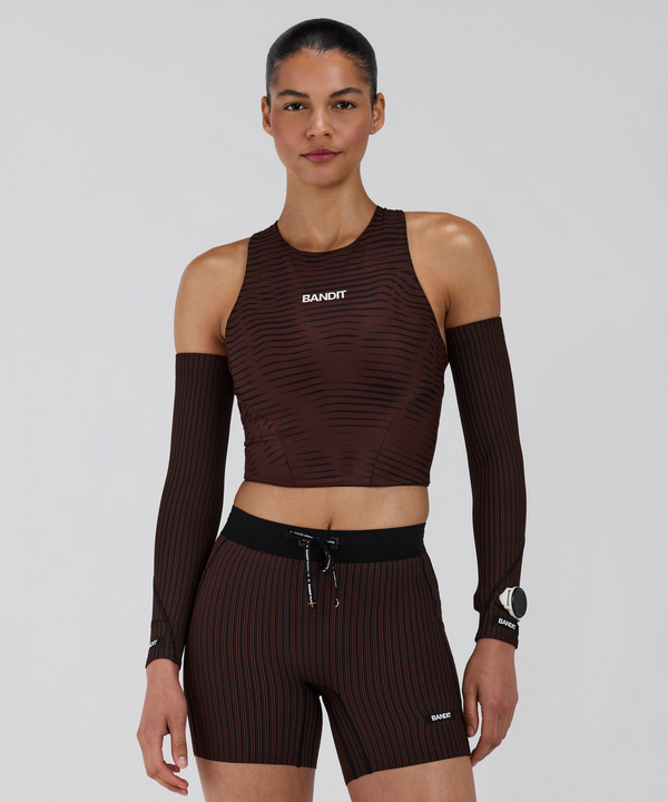Striped Cadence™ Compression Sleeves - Cacao / Black
