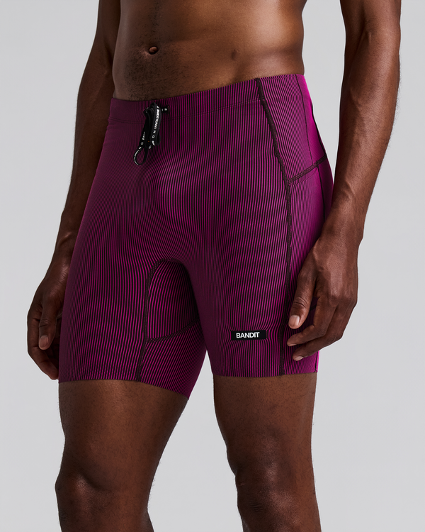 Men's Striped Cadence™ Quarter Tights - Espresso / Azalea
