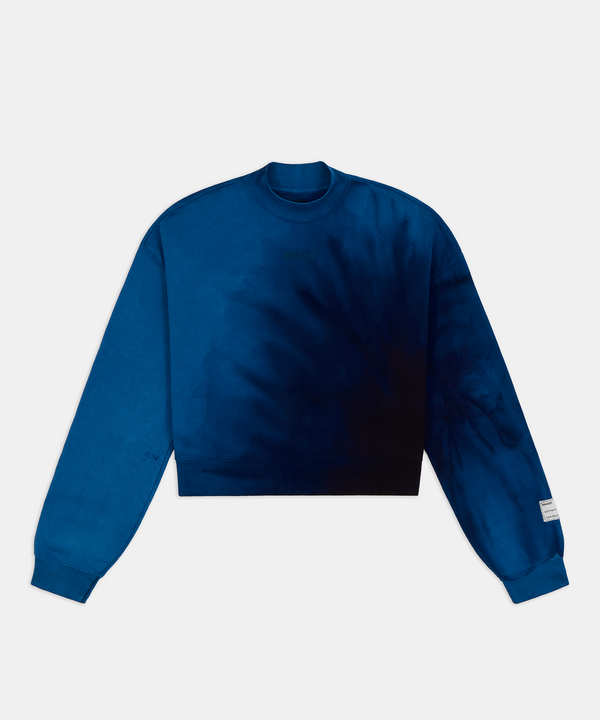Women's Cropmock Pullover - Aegean Blue Wave Print