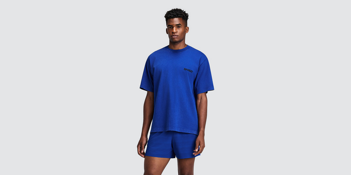 Unisex Cotton Tee - Melted Marble Current - Bauhaus Blue