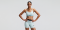 Thumbnail of Women's Striped Cadence™ Strappy Run Bra - Mist / Lagoon