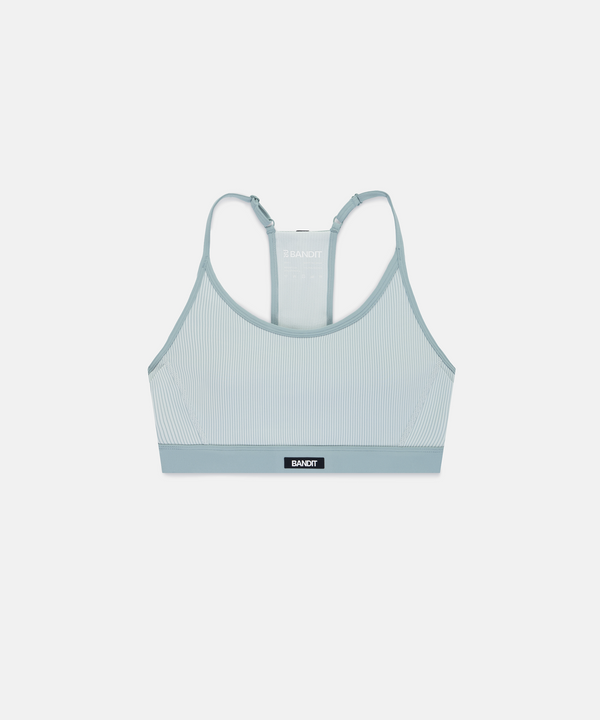 Women's Striped Cadence™ Strappy Run Bra - Mist / Lagoon