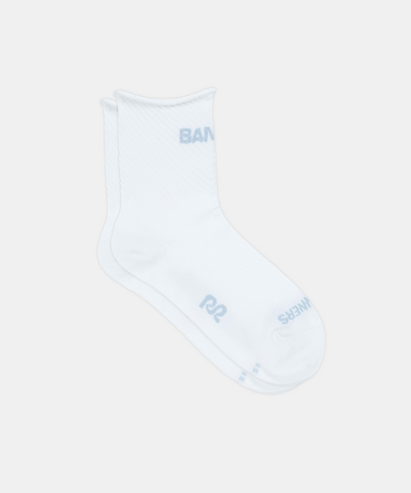 Lite Run™ Ribbed Quarter Sock - White with Pavilion Blue (2 Pack)