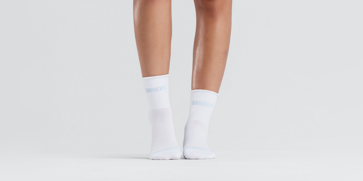 Lite Run™ Ribbed Quarter Sock - White with Pavilion Blue (2 Pack)