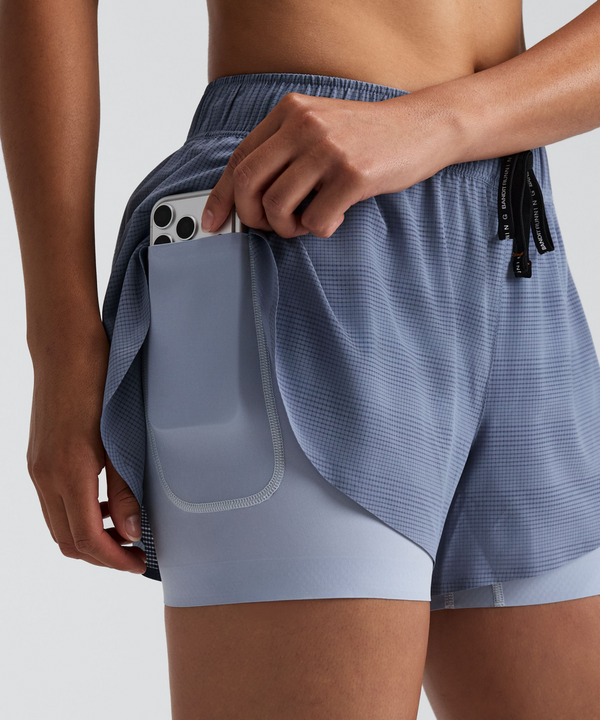 Women's CoolGrid™ 2-in-1 Run Shorts - Steel Horizon