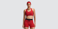 Thumbnail of Women's Striped Cadence™ Scoop Neck T-Back Run Bra - Oxide Red / Signal Red
