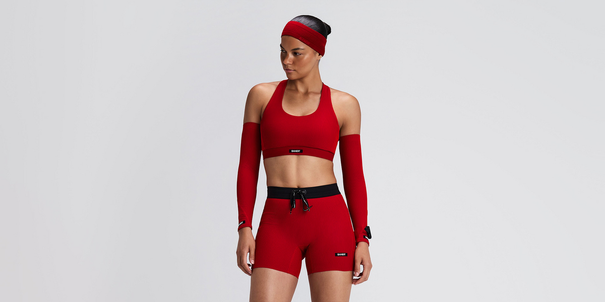 Striped Cadence™ Compression Sleeves - Oxide Red / Signal Red