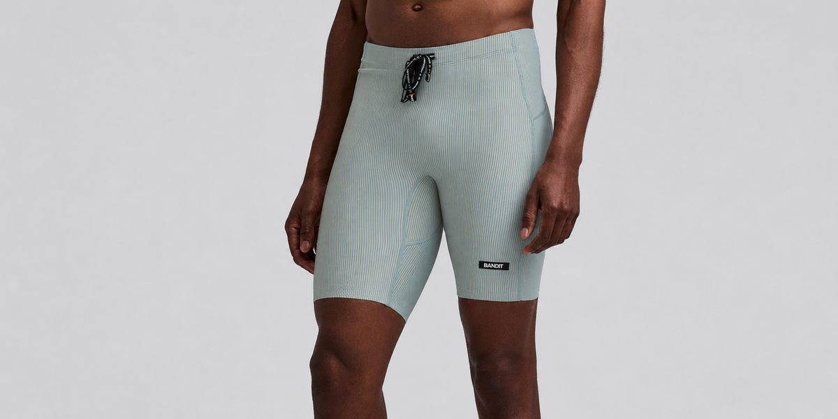 Men's Striped Cadence™ Half Tights - Lagoon / Copal