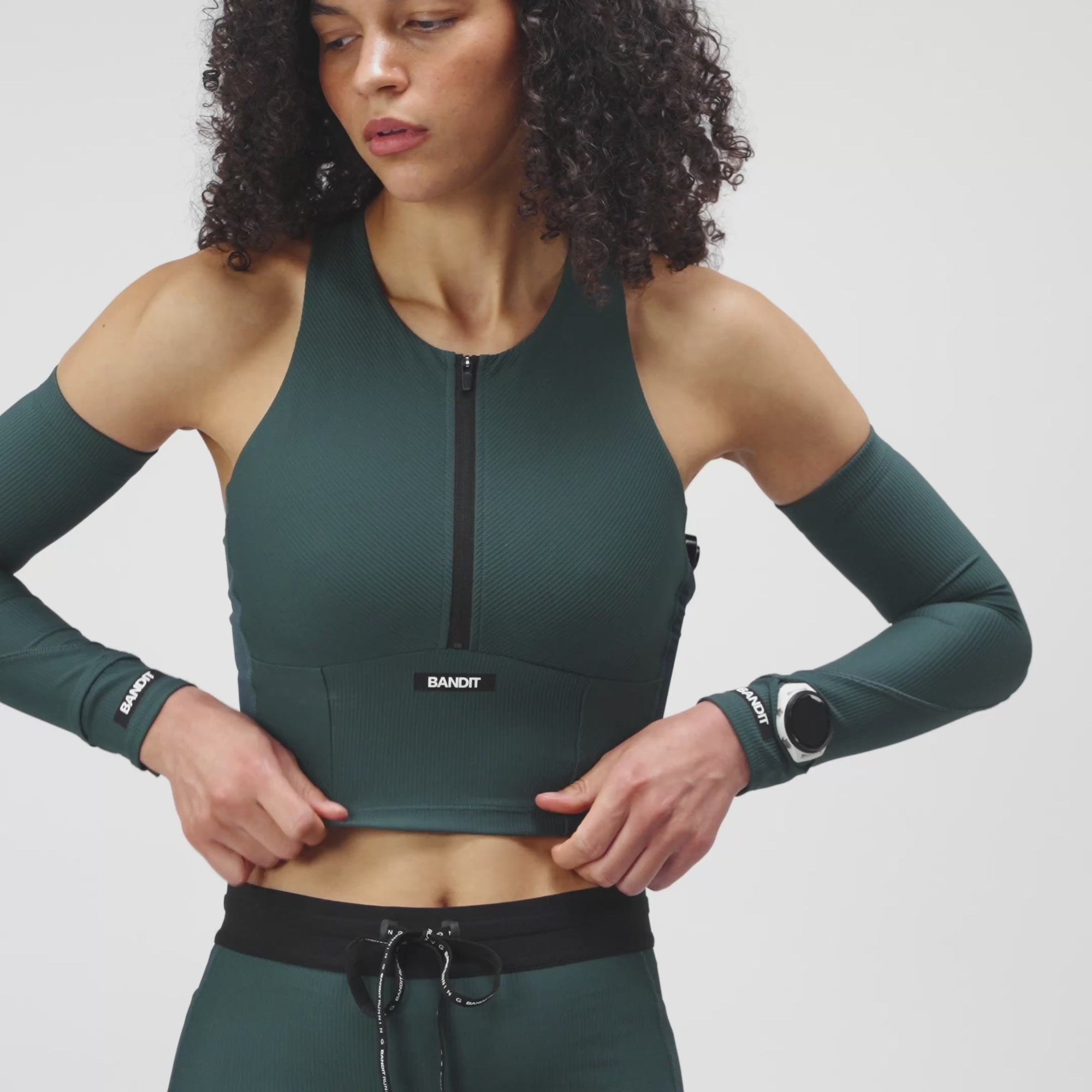 Cadence™ Zip Front Race Crop - Pine