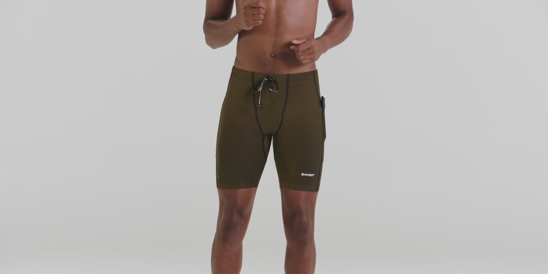 Striped Cadence™ 7 Pocket Half Tights - Black / Dijon