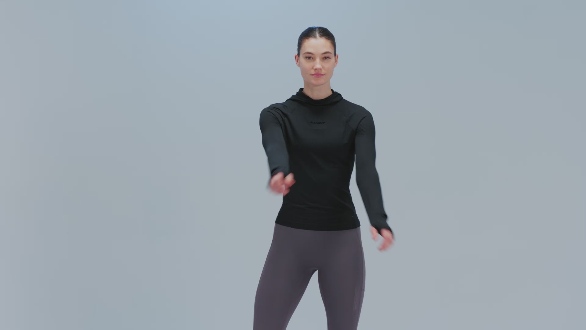 Women's AuraGrid™ Hooded Performance Top - Black