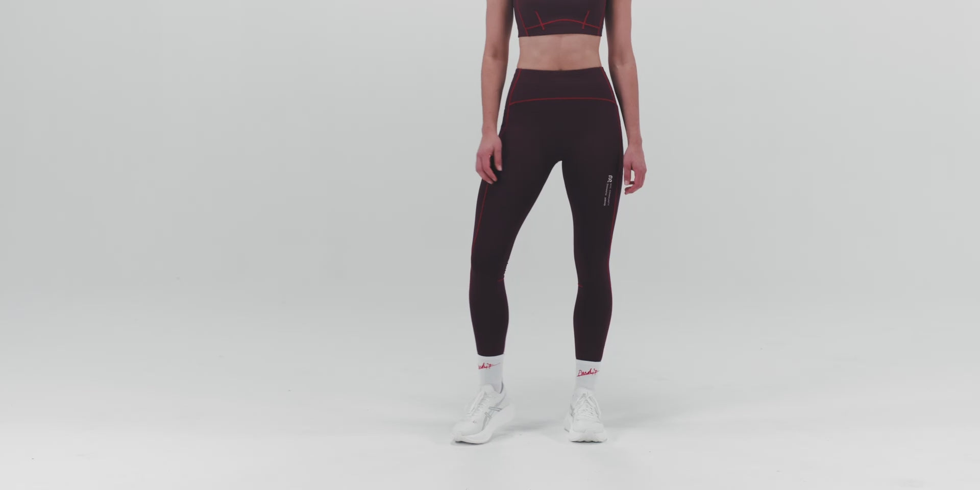 Stamina™ Pop Stitch™ High Waist Leggings - Fig / Intense Red