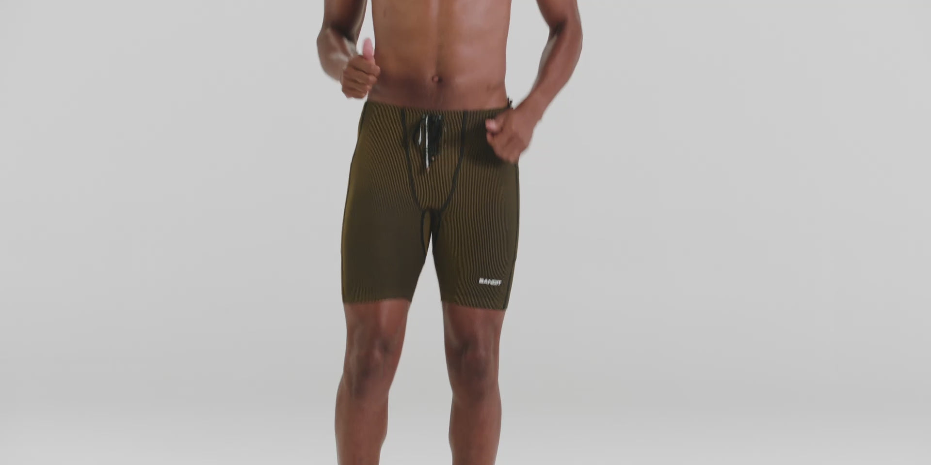 Striped Cadence™ 7 Pocket Half Tights - Black / Dijon